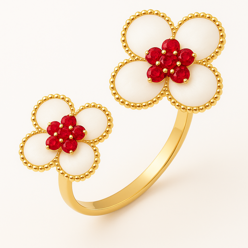 Between the finger flower ring